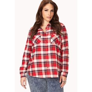 Plus Size Red Plaid Shirt